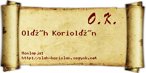 Oláh Koriolán névjegykártya