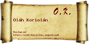 Oláh Koriolán névjegykártya